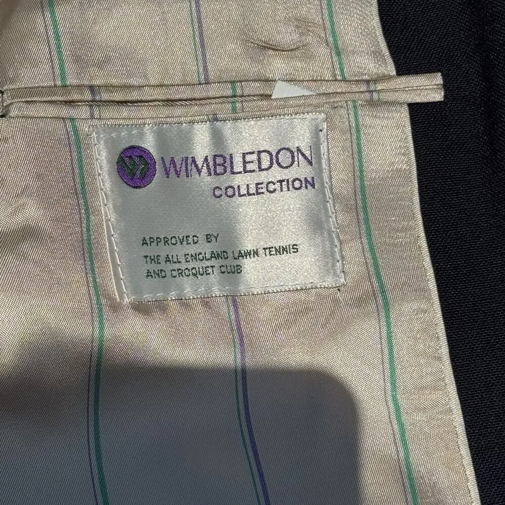 VTG Men Tailor Made Wimbledon‎ Blue Jacket Gold Buttons Racquet Club USA READ